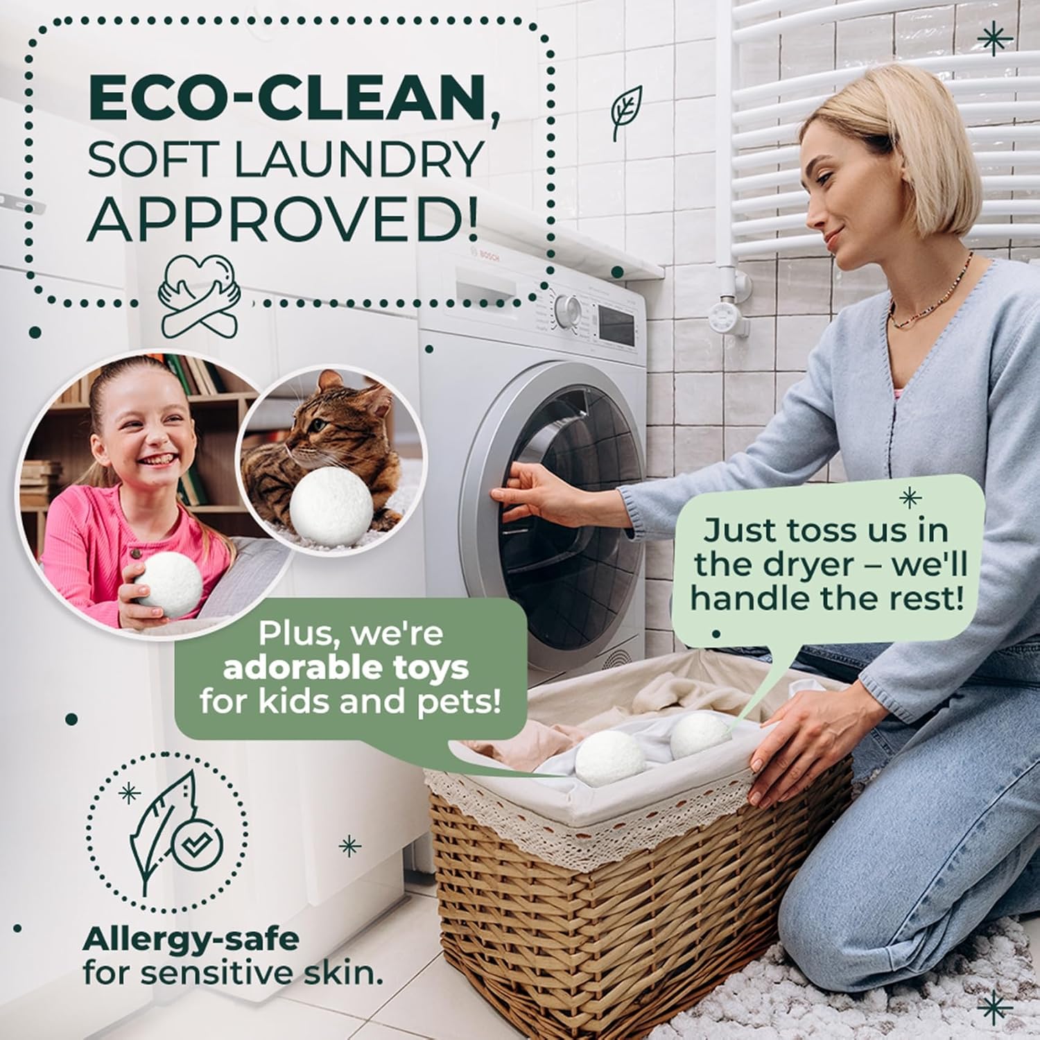 6-Pack Reusable Wool Dryer Bal - Baby Products Eco Friendly 리뷰 및 가격
